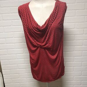 NWT Michael Kors Navy Blue & Red Wrap Top Size XL (1006)